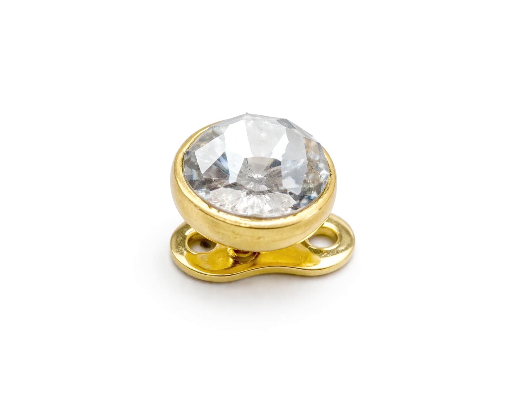 18K Gold 16G Micro Dermal Anchor Skin Jewelry Implant with Flat Gem Stones - Internally threaded