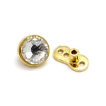 18K Gold 16G Micro Dermal Anchor Skin Jewelry Implant with Flat Gem Stones - Internally threaded