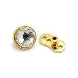 18K Gold 16G Micro Dermal Anchor Skin Jewelry Implant with Flat Gem Stones - Internally threaded