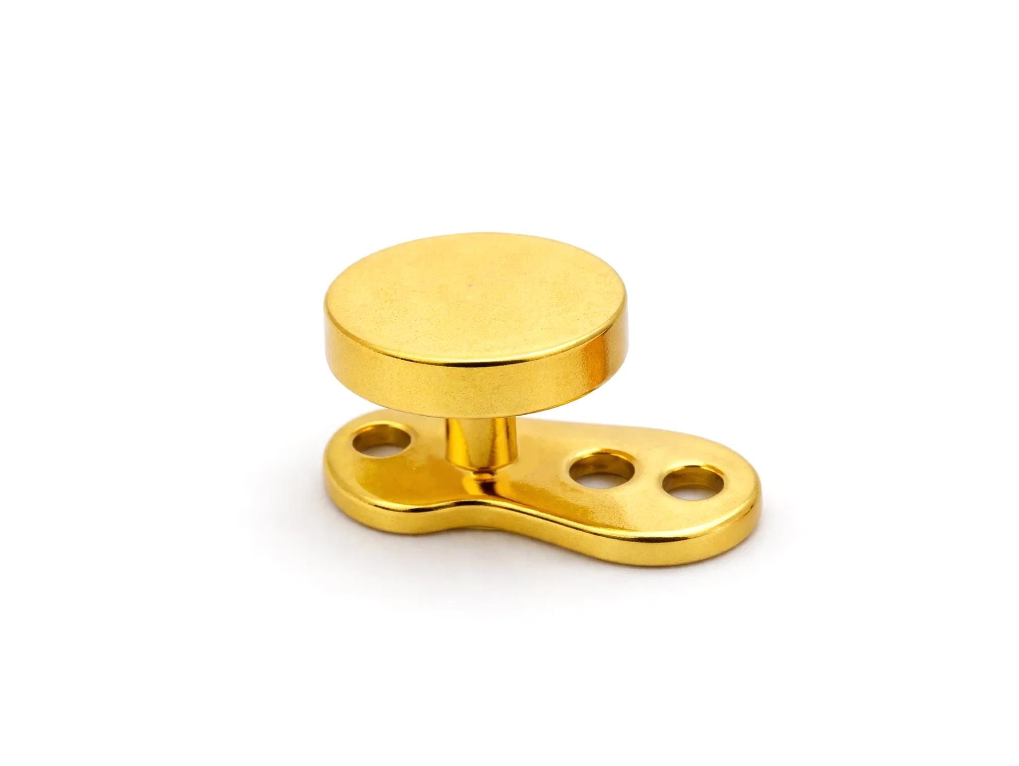 18K Gold 16G Micro Dermal Anchor Piercing Implant with Flat Cylinder Top - Internally threaded