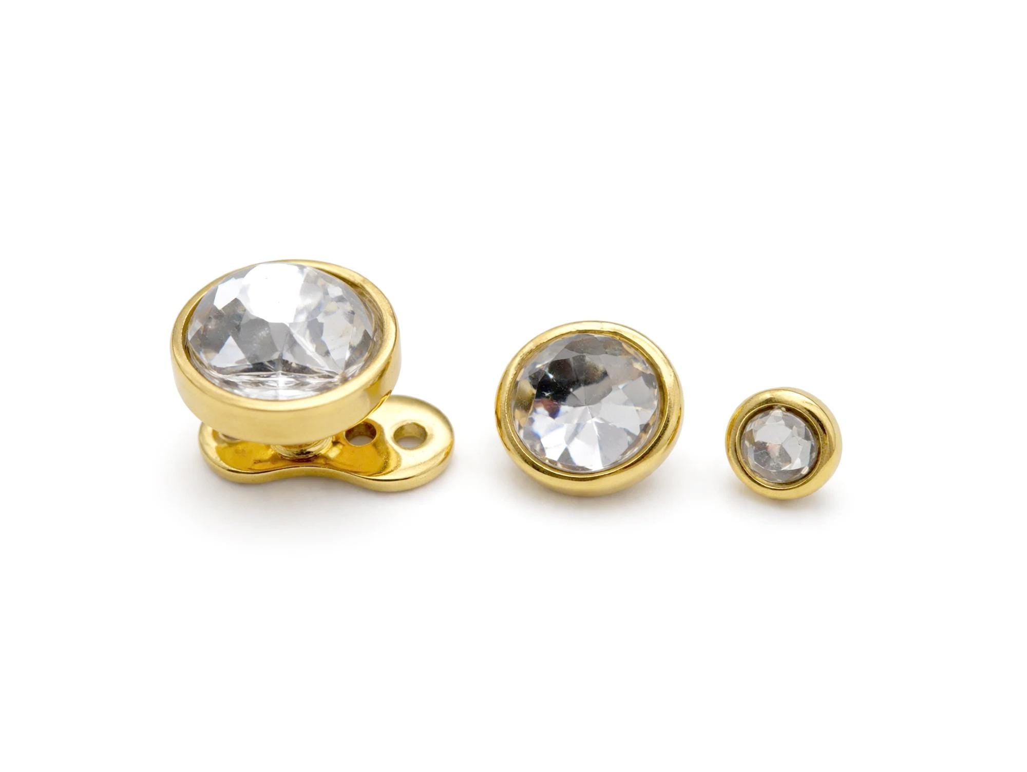 18K Gold 16G Micro Dermal Anchor Skin Jewelry Implant with Flat Gem Stones - Internally threaded