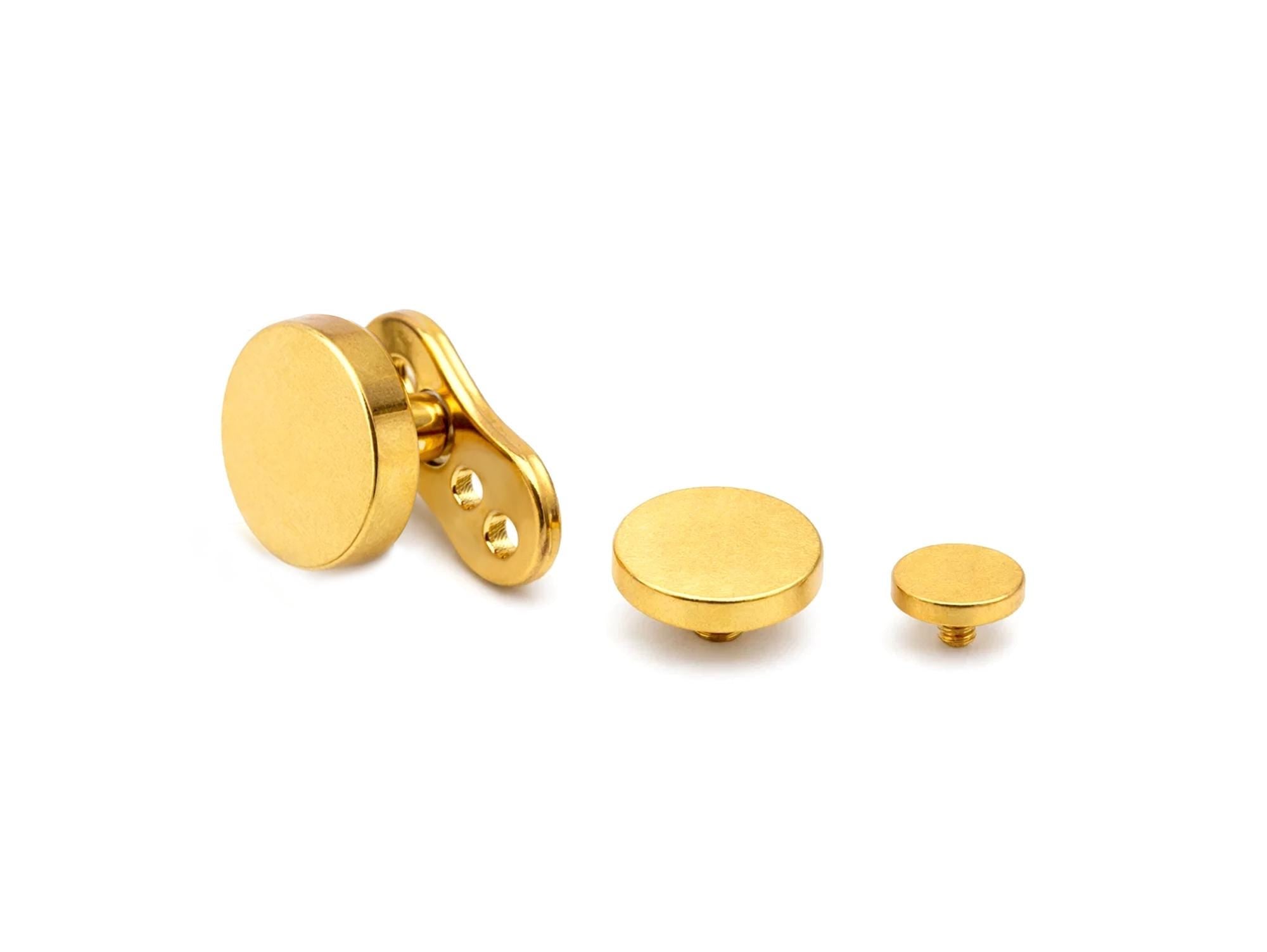 18K Gold 16G Micro Dermal Anchor Piercing Implant with Flat Cylinder Top - Internally threaded