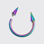Rainbow Spike Septum Ring: Titanium Horseshoe Barbell, 16G-00G