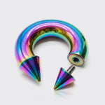 Rainbow Spike Septum Ring: Titanium Horseshoe Barbell, 16G-00G
