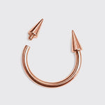 Rose Gold Spike Septum Ring: Titanium Horseshoe Barbell, 16G-00G