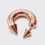 Rose Gold Spike Septum Ring: Titanium Horseshoe Barbell, 16G-00G