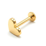 14K Gold Plain Heart Shape Tragus Jewelry, Labret Lip Piercing