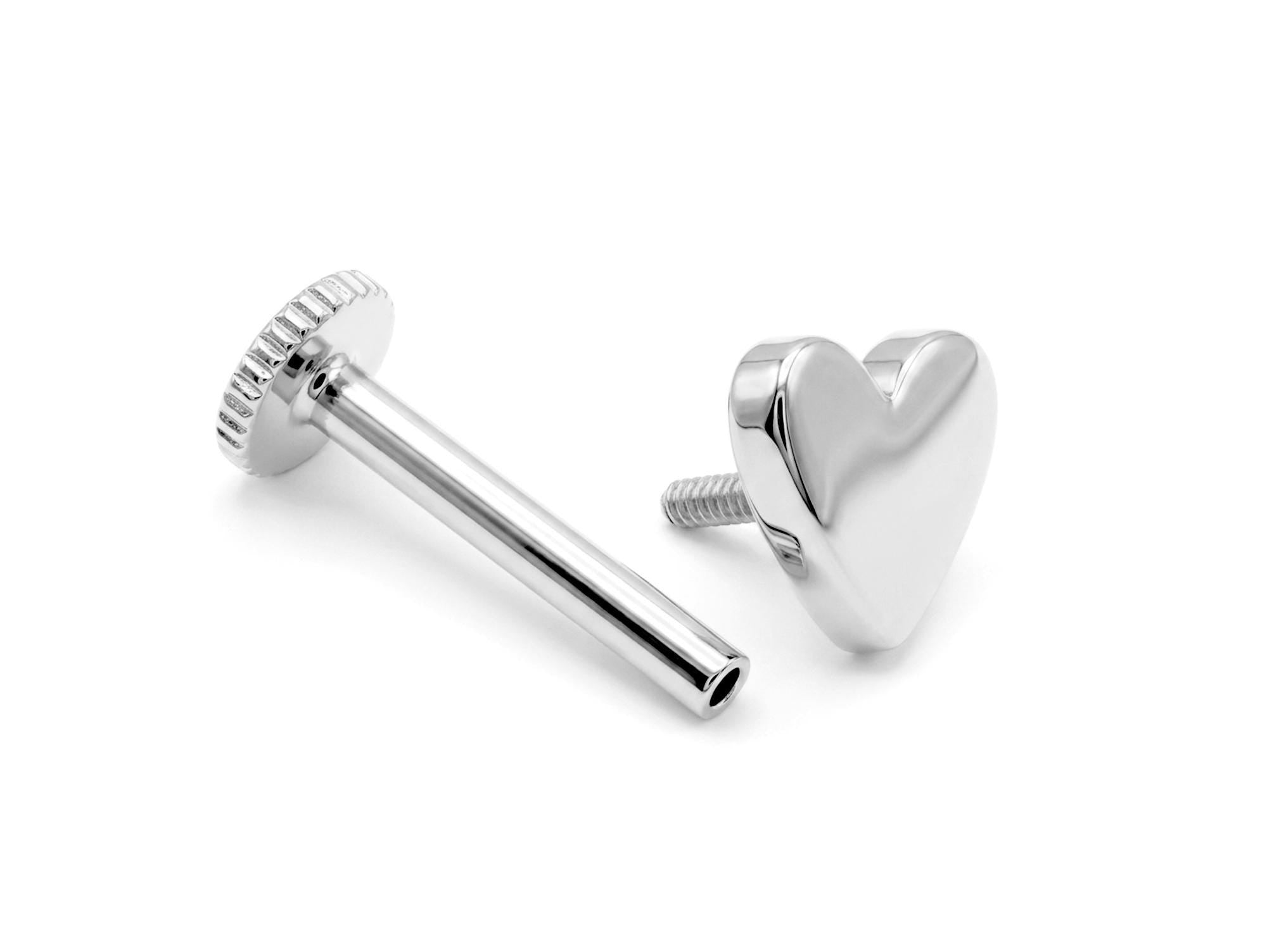 14K Gold Plain Heart Shape Tragus Jewelry, Labret Lip Piercing