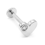 14K Gold Heart Tragus Jewelry, 16G Labret Lip Piercing with Gemstones