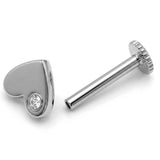 14K Gold Heart Tragus Jewelry, 16G Labret Lip Piercing with Gemstones