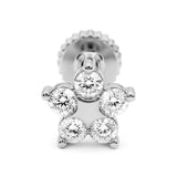 14K Gold Flower Tragus Ear Piercing, 16G Labret Lip Jewellery with Gemstones