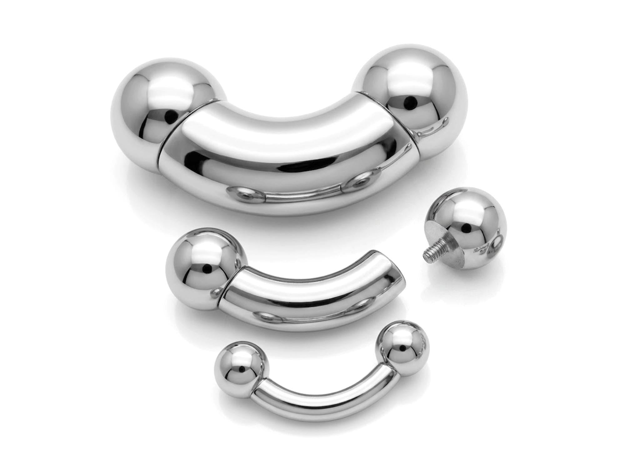 Titanium Prince Albert Piercing Big gauges Curve Barbells: Internally Threaded 12G-0G