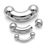 Titanium Prince Albert Piercing Big gauges Curve Barbells: Internally Threaded 12G-0G