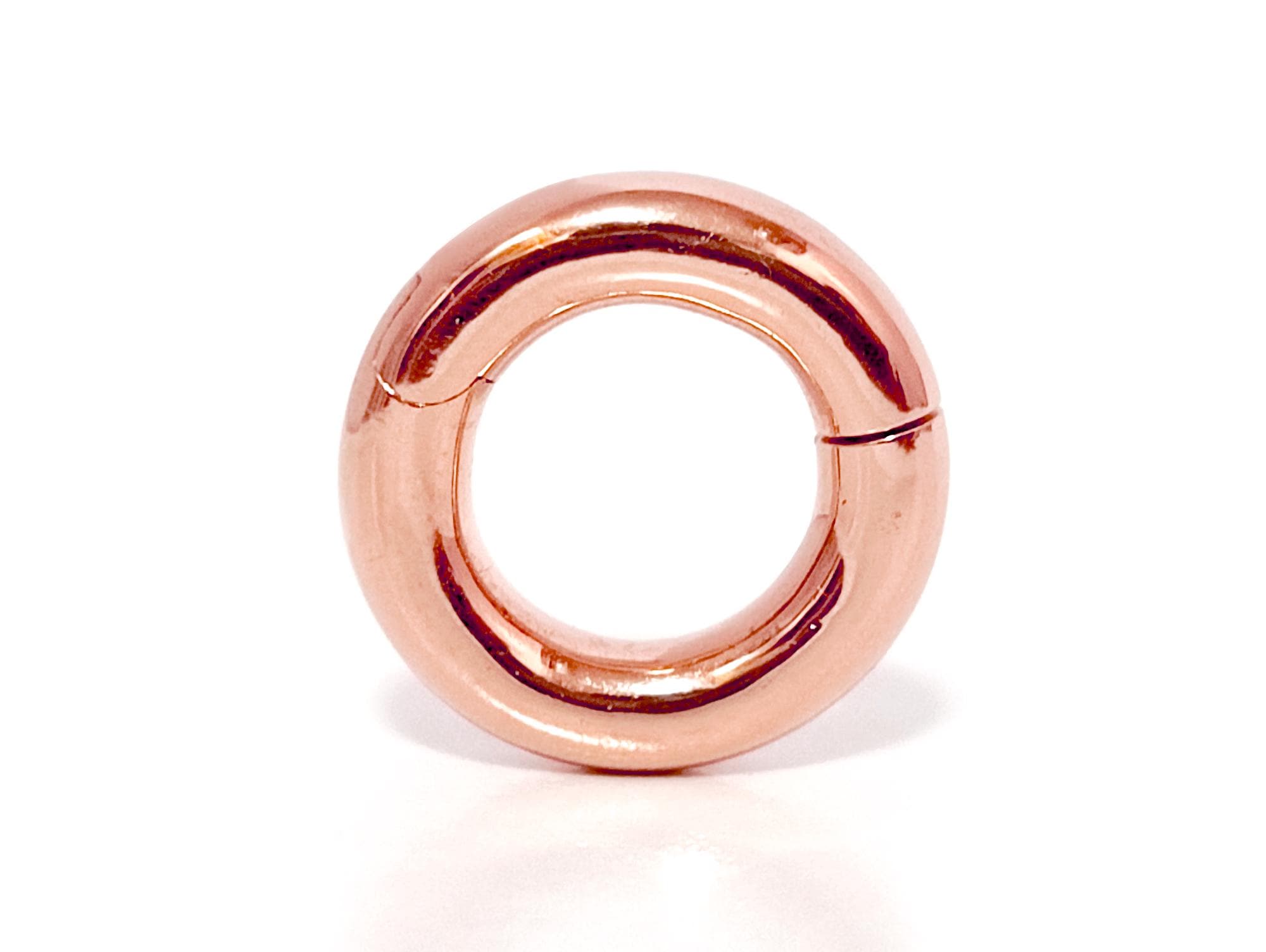 14K Rose Gold Septum Clicker: Big Gauge Hinged Nose Ring, Ear hoops (12G-0G)
