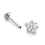 14K Gold Piercing Star shape Tragus Earring 16G Labret Jewellery with clear gemstone