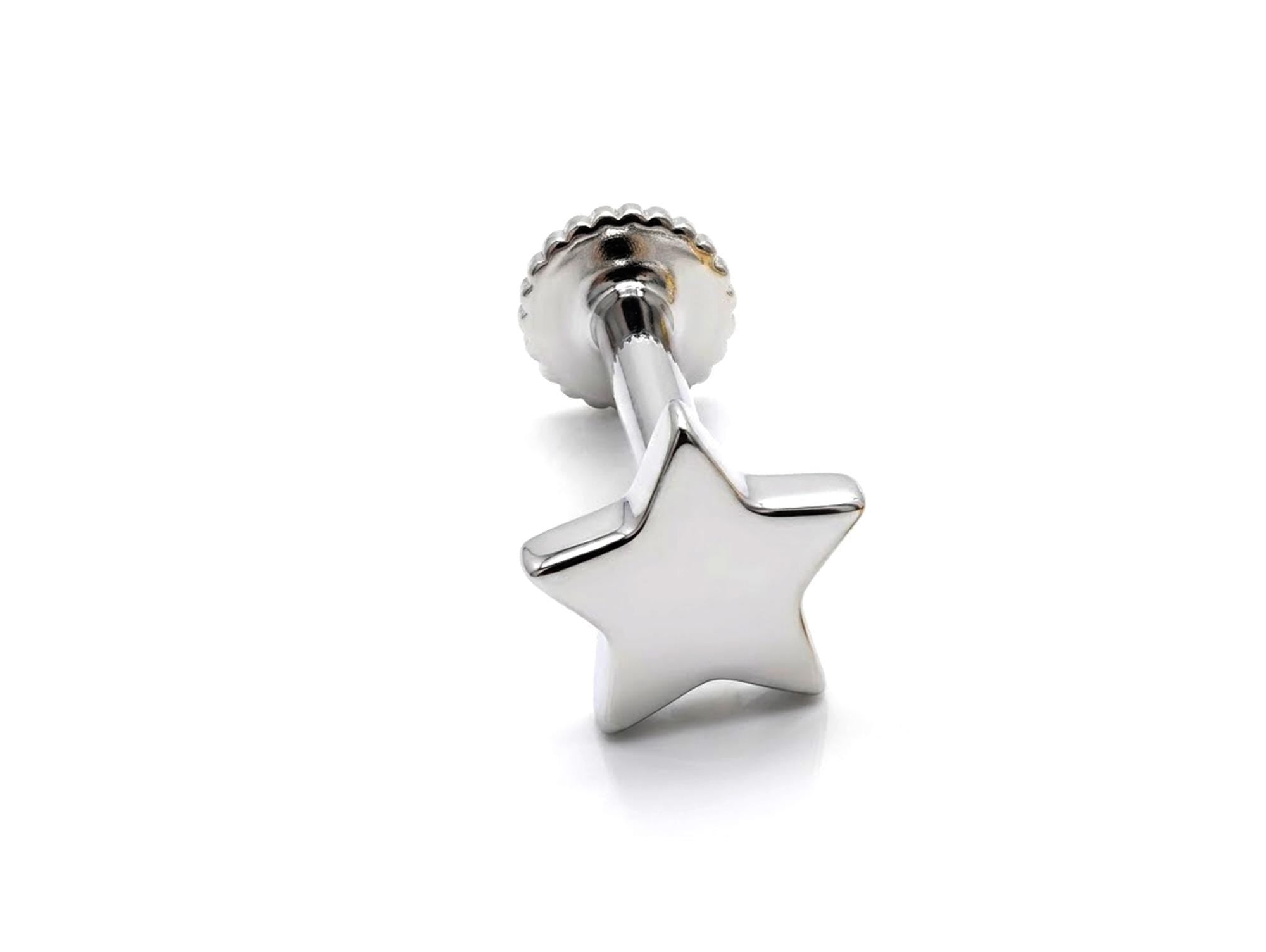 14K Gold Piercing Tragus Earring Star design 16G Labret Jewellery Cartilage piercing