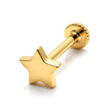 14K Gold Piercing Tragus Earring Star design 16G Labret Jewellery Cartilage piercing