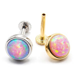 14K Gold Opal Tragus stud Earring 16G Labret Jewellery Cartilage piercing