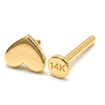 14K Gold Plain Heart Shape Tragus Jewelry, Labret Lip Piercing