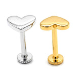 14K Gold Plain Heart Shape Tragus Jewelry, Labret Lip Piercing