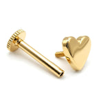 14K Gold Plain Heart Shape Tragus Jewelry, Labret Lip Piercing