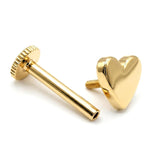 14K Gold Plain Heart Shape Tragus Jewelry, Labret Lip Piercing