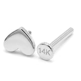 14K Gold Plain Heart Shape Tragus Jewelry, Labret Lip Piercing