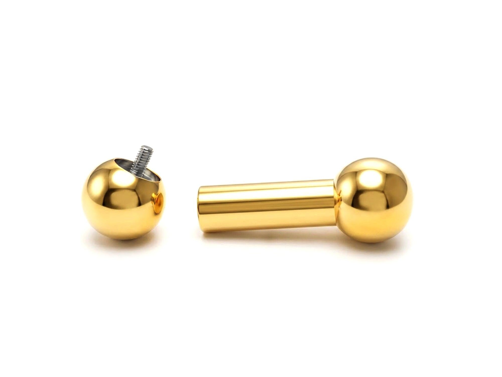 Gold Tongue Barbell Big gauges: Internally Threaded 16g to 0G Body Piercing Jewelry