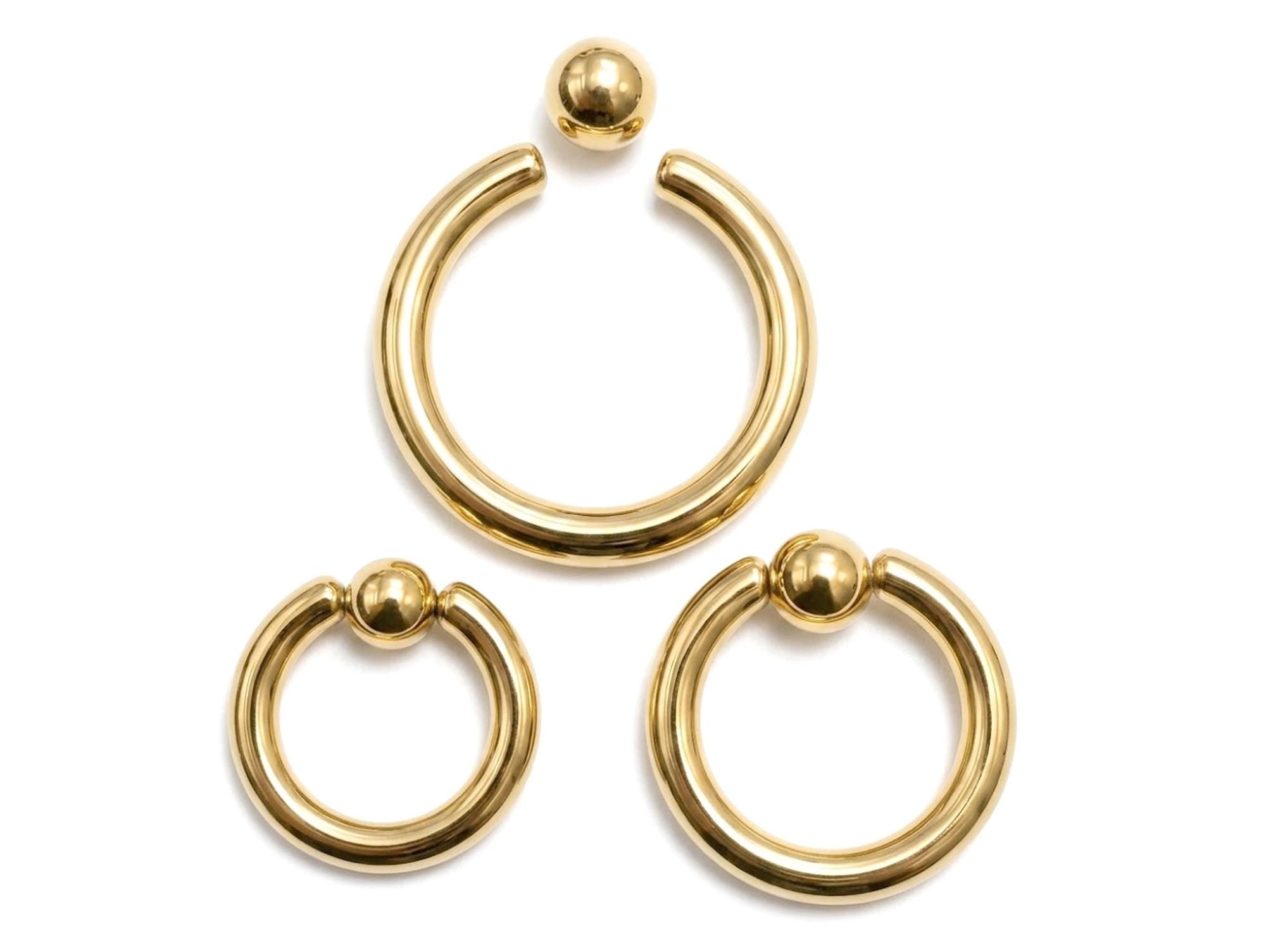 Titanium Gold Captive Bead Ring: Body Piercing Jewelry - Septum, Lip, Ear