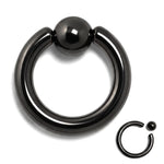Titanium Black Captive Bead Ring: Body Piercing Jewelry - Septum, Lip, Ear