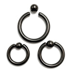 Titanium Black Captive Bead Ring: Body Piercing Jewelry - Septum, Lip, Ear