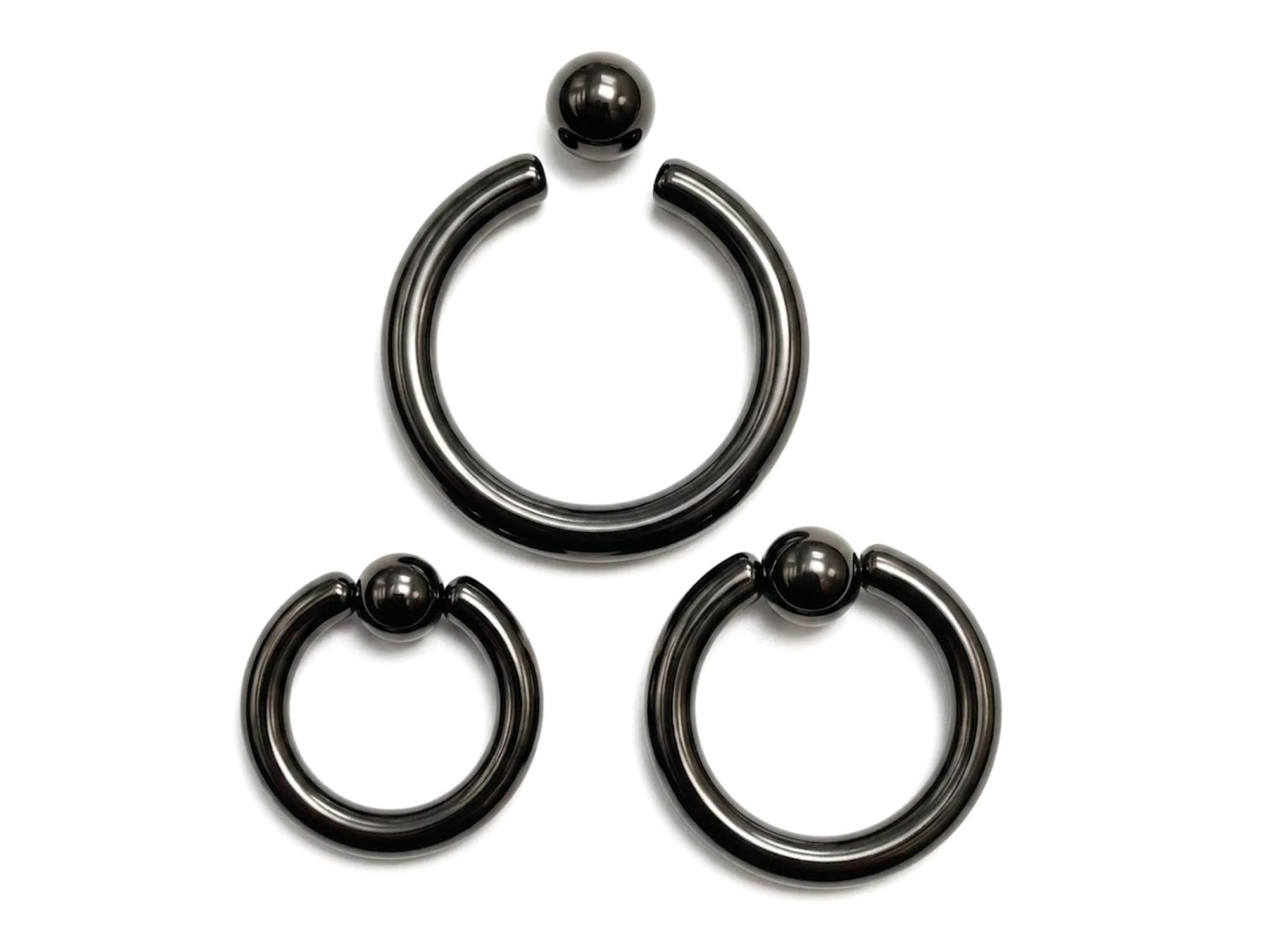 Titanium Black Captive Bead Ring: Body Piercing Jewelry - Septum, Lip, Ear