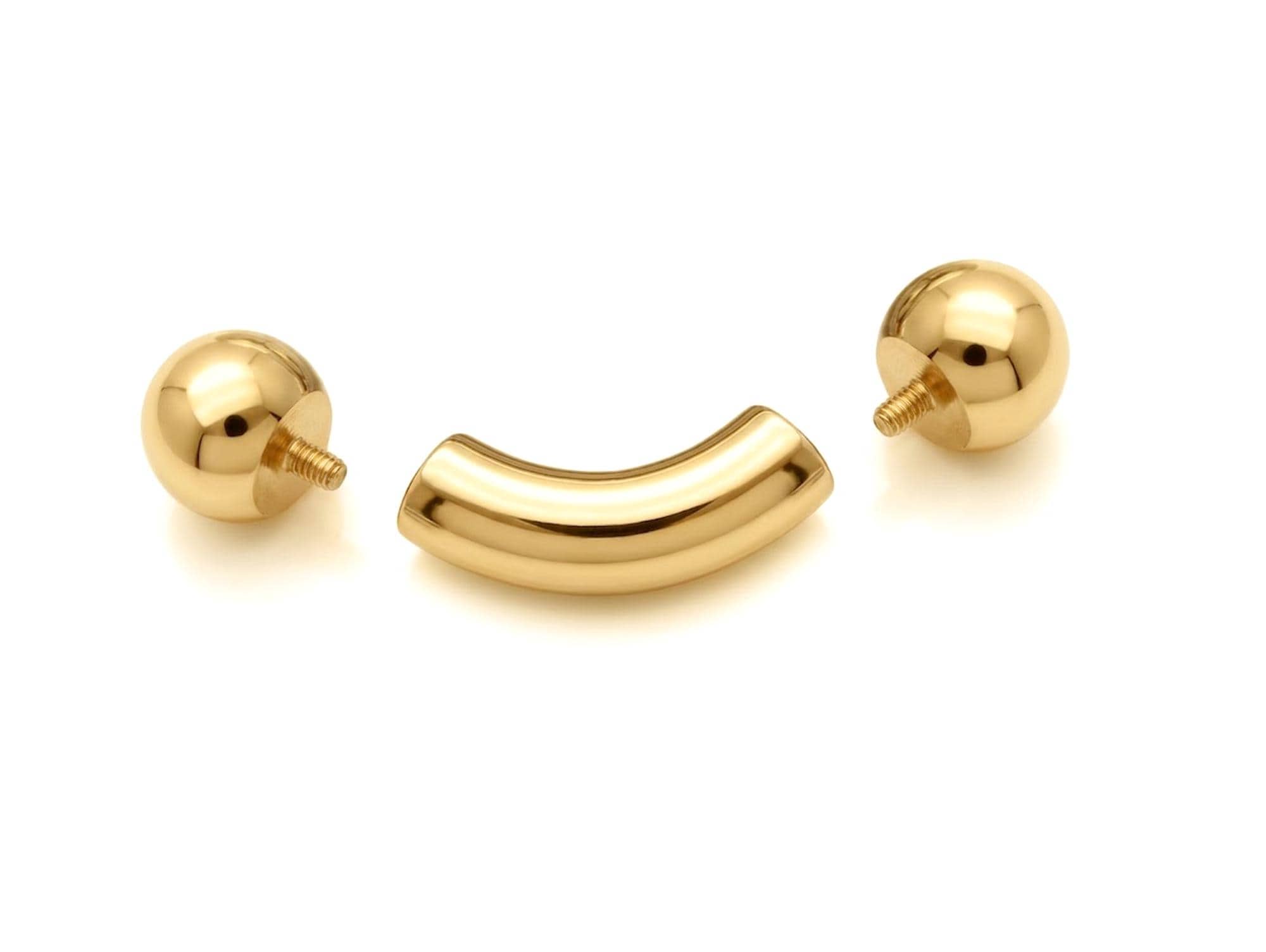 Titanium Gold Prince Albert Piercing Big gauges Curve Barbells: Internally Threaded 12G-0G