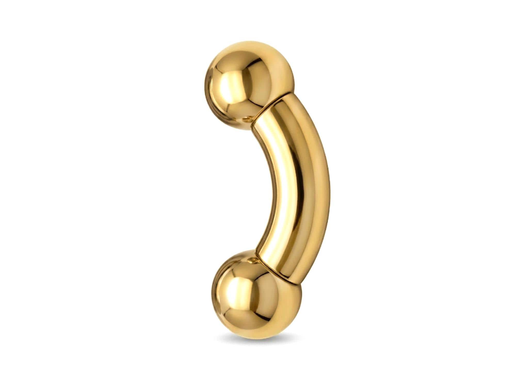 Titanium Gold Prince Albert Piercing Big gauges Curve Barbells: Internally Threaded 12G-0G