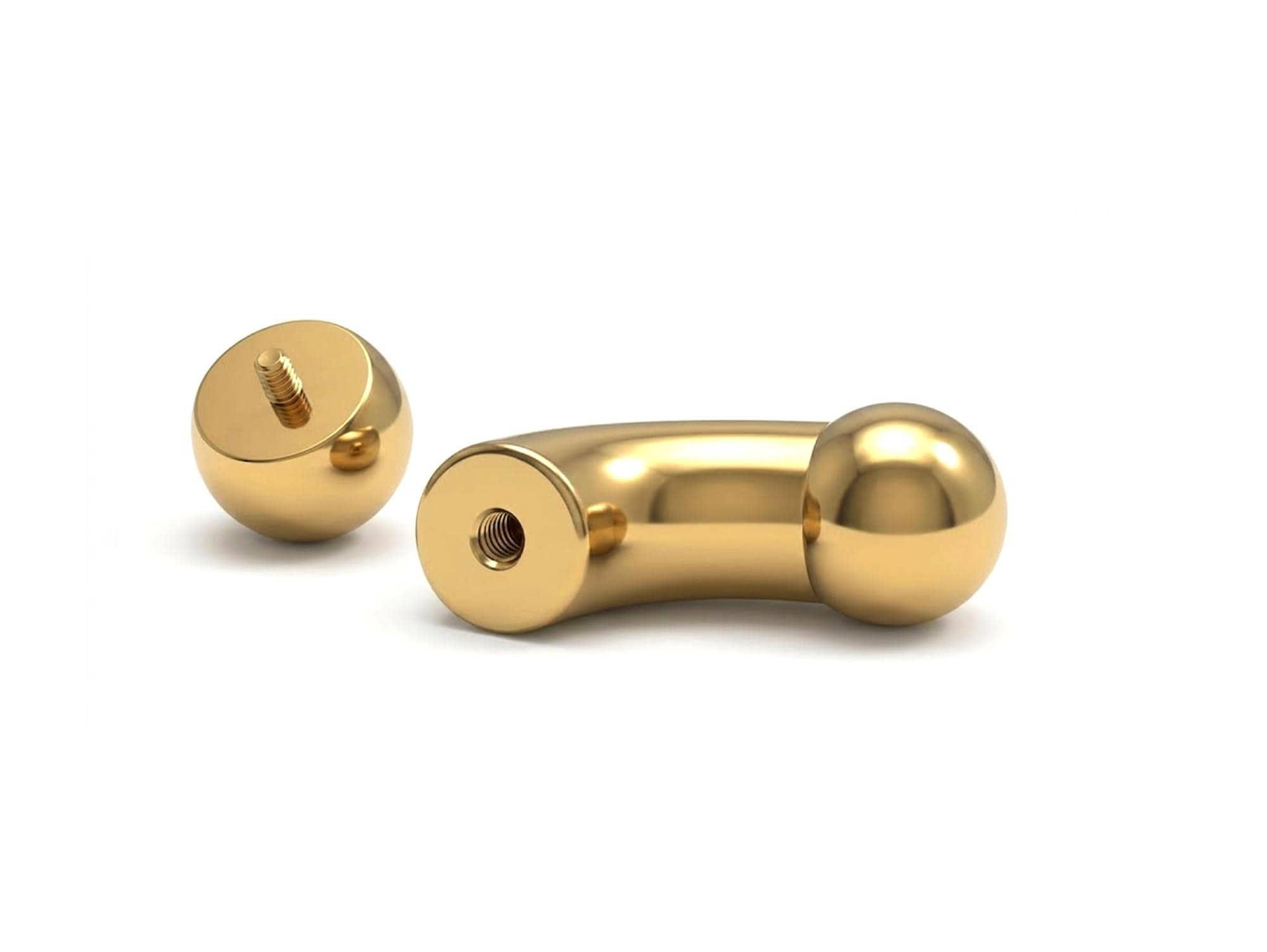 Titanium Gold Prince Albert Piercing Big gauges Curve Barbells: Internally Threaded 12G-0G