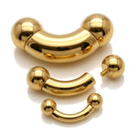 Titanium Gold Prince Albert Piercing Big gauges Curve Barbells: Internally Threaded 12G-0G