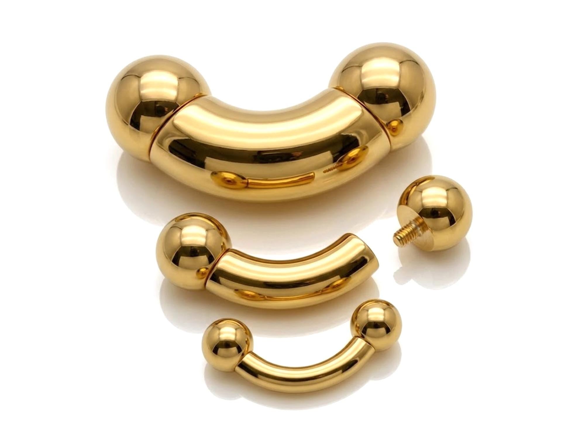 Titanium Gold Prince Albert Piercing Big gauges Curve Barbells: Internally Threaded 12G-0G