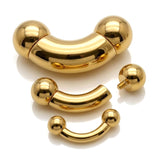 Titanium Gold Prince Albert Piercing Big gauges Curve Barbells: Internally Threaded 12G-0G