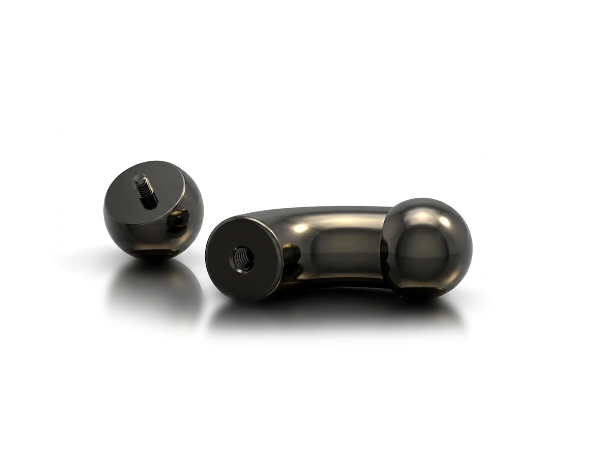 Titanium Black Prince Albert Piercing Big gauges Curve Barbells: Internally Threaded 12G-0G