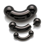 Titanium Black Prince Albert Piercing Big gauges Curve Barbells: Internally Threaded 12G-0G