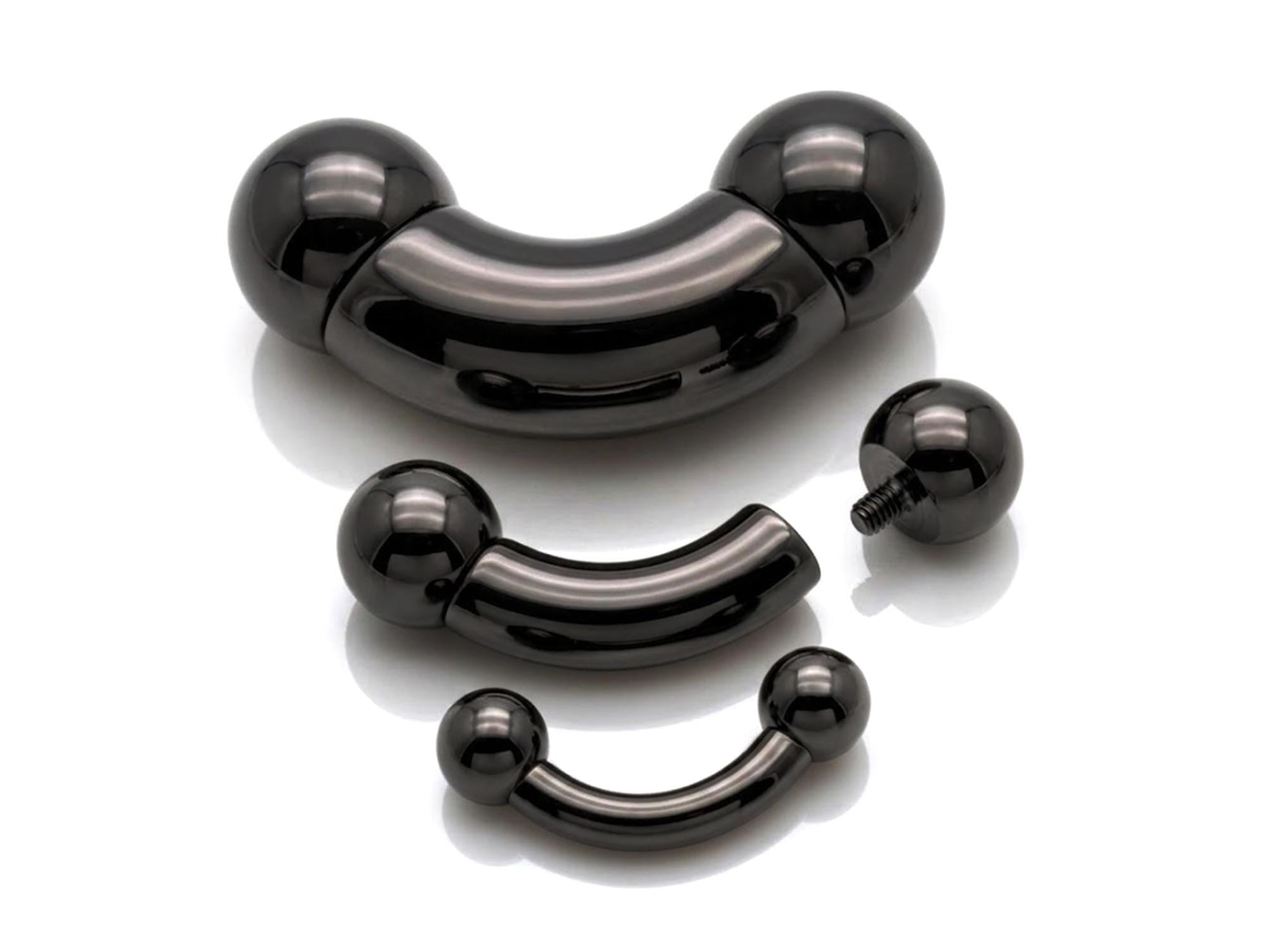 Titanium Black Prince Albert Piercing Big gauges Curve Barbells: Internally Threaded 12G-0G