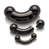 Titanium Black Prince Albert Piercing Big gauges Curve Barbells: Internally Threaded 12G-0G