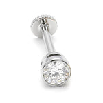Round Tragus Earring 16G Labret Jewellery with clear gemstones - 14K Gold Piercing