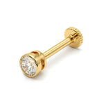 Round Tragus Earring 16G Labret Jewellery with clear gemstones - 14K Gold Piercing