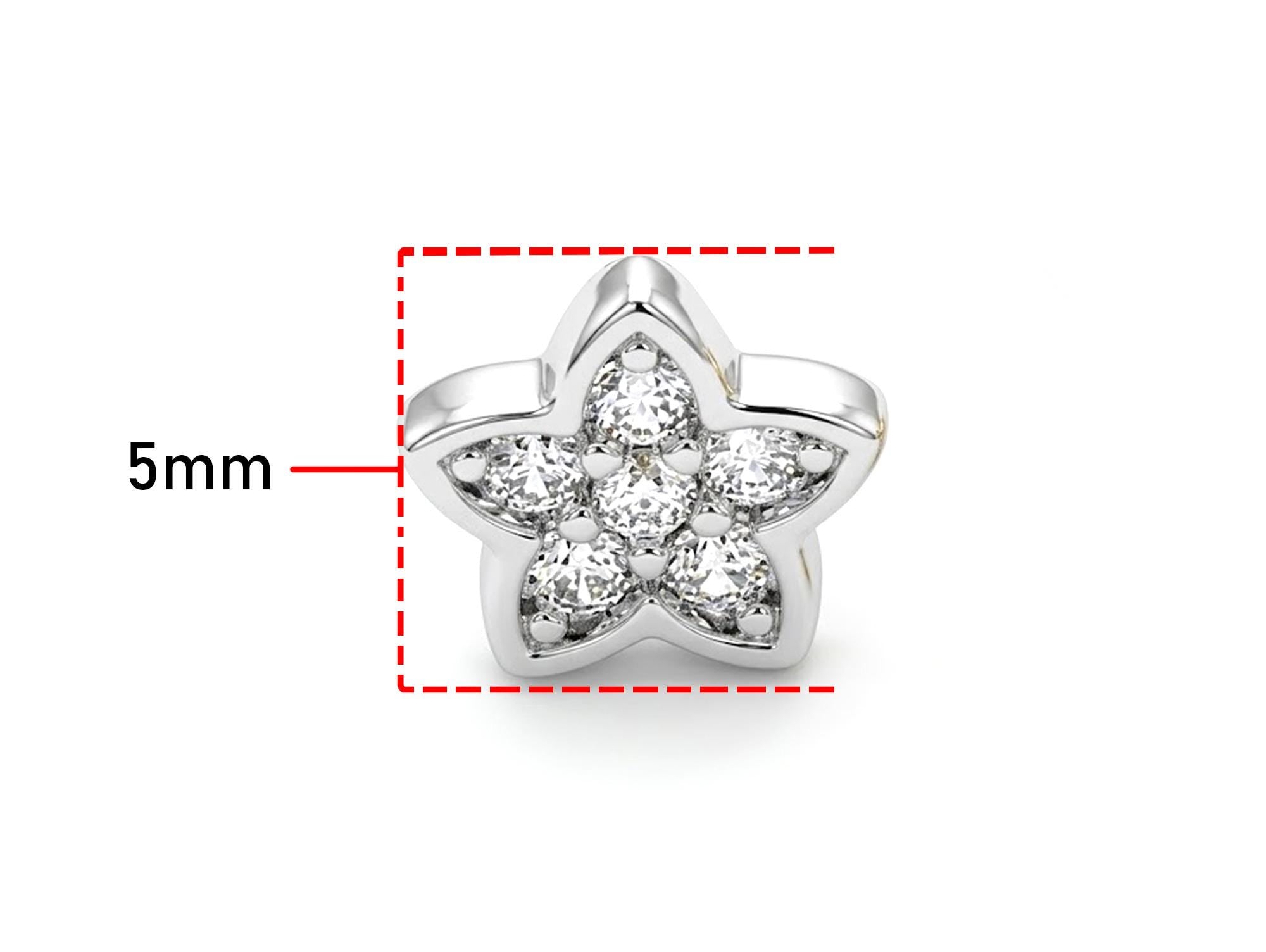 Tragus Flower Earring 16G Labret Jewellery with 5 petals gemstone - 14K Gold Piercing