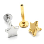 14K Gold Piercing Tragus Earring Star design 16G Labret Jewellery Cartilage piercing