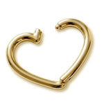 14K Gold Heart Clicker Hoop Rook Ring, Septum, Daith, Helix Piercing - 16G size 8mm