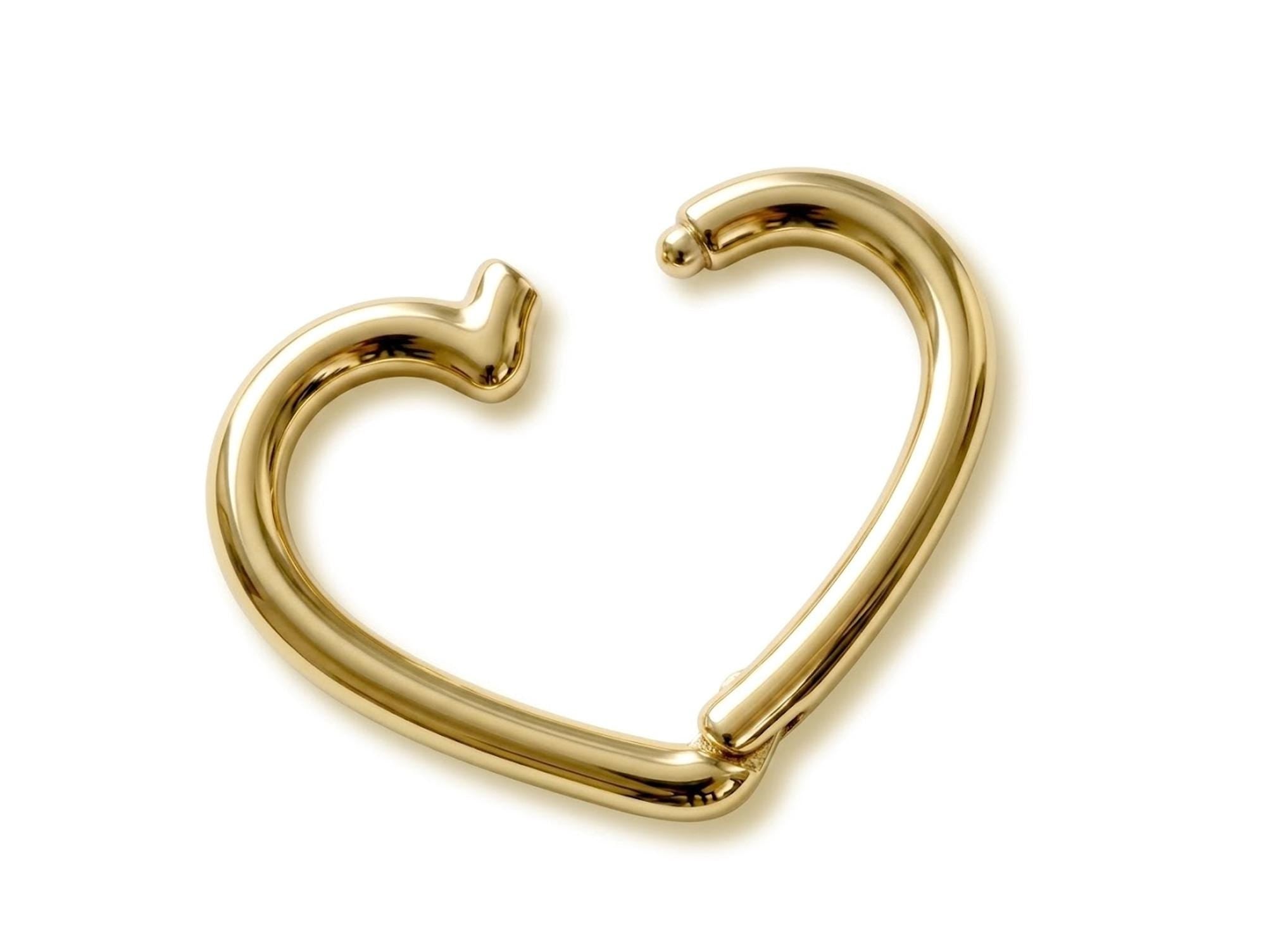 14K Gold Heart Clicker Hoop Rook Ring, Septum, Daith, Helix Piercing - 16G size 8mm