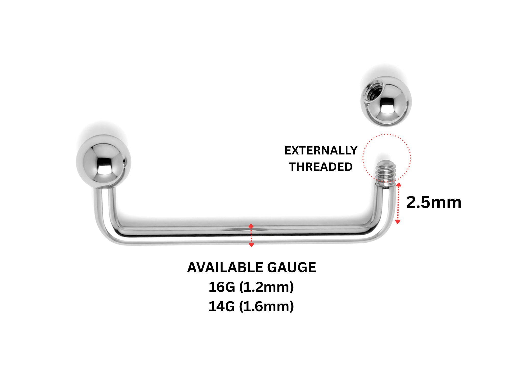 Staple Barbell, Surface Piercing Body Jewellery for Anti Eyebrow, Nape, Cleavage