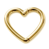 14K Gold Heart Clicker Hoop Rook Ring, Septum, Daith, Helix Piercing - 16G size 8mm